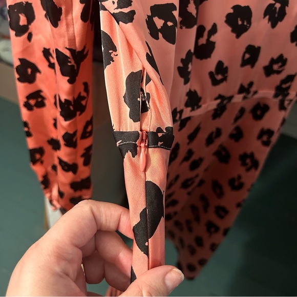 NWT EQUIPMENT Danette Long Sleeve A-Line Dress Pink and Black Size Large - Picture 8 of 11